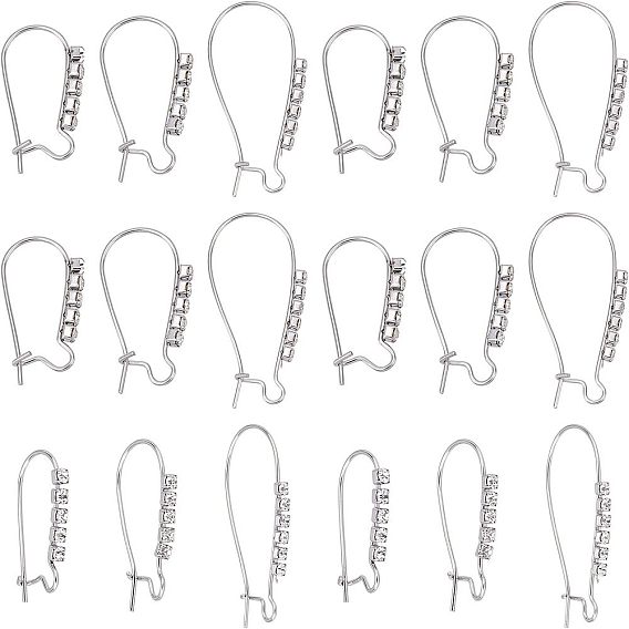 18 шт. 3 стиль 304 серьги-кольца из нержавеющей стали фурнитура для сережек-почек, с четким кубического циркония