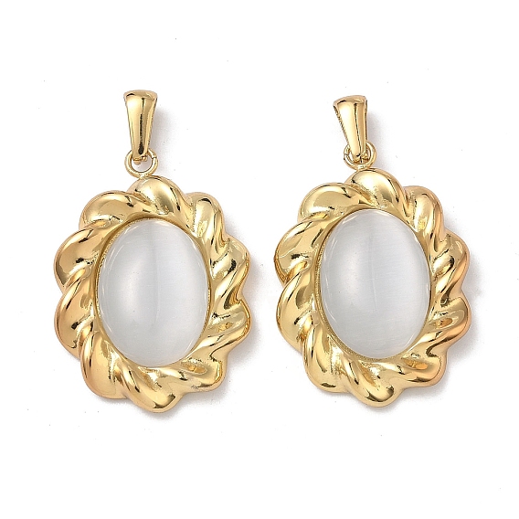 304 из нержавеющей стали Cat Eye подвески, витые овальные подвески