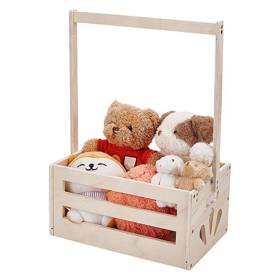 Прямоугольные деревянные ящики для детского душа, подарочные корзины для хранения детских вещей с ручками