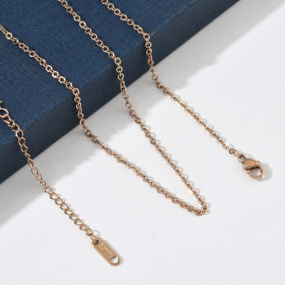 2MM 304 Stainless Steel Cable Chain Necklaces for Women, Ion Plating(IP)