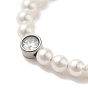 ABS Imitation Pearl & Rhinestone Beaded Bracelet with 304 Stainless Steel Clasps