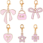 30 шт. 6 стили сплава розовая эмаль подвесные украшения, с цинковым сплавом застежками омаров коготь, Gloden