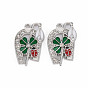 Alloy Pendants, with Enamel and Rhinestone, Platinum, Flower with ladybird