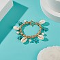 Natural Shell & Shell Pearl & Synthetic Starfish Charm Bracelet, Aluminium Chains Ocean Bracelet for Women