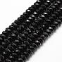 Brins de perles d'onyx noir naturel, Grade a, teints et chauffée, facette, rondelle