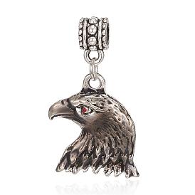 Legierung Emaille europäische baumeln Charms, Adler, Große lochanhänger