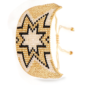 Miyuki Glass Seed Braided Bead Bracelet, Spark Star Friendship Bracelet for Women