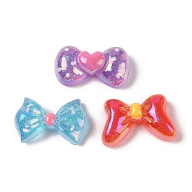 Glitter Plated Resin Cabochons, Bowknot