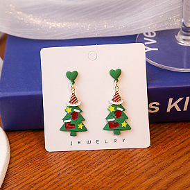 Colorful Cartoon Earrings for Christmas Tree Holiday - Fun and Stylish.