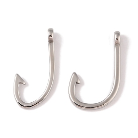 304 Stainless Steel Hook Clasps, Fish Hook Charms, For Leather Cord Bracelets Making, Hook, Polished