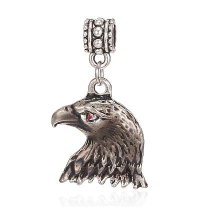 Legierung Emaille europäische baumeln Charms, Adler, Große lochanhänger