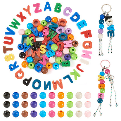 Наборы для изготовления браслетов в виде букв от A до Z и круглых браслетов своими руками, включая акриловые европейские бусины и канаты из полиэстера и спандекса.