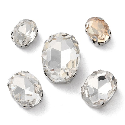 Овал пришиваем стразами, многожильных ссылки, стекло горный хрусталь, с настройками зубцов из нержавеющей стали, аксессуары для одежды, граненые