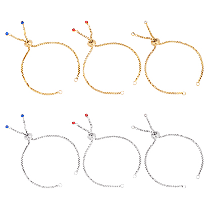 Verstellbare 304 Edelstahl Slider Armband / Bolo Armbänder machen, mit Kastenketten und Strass