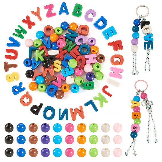 Наборы для изготовления браслетов в виде букв от A до Z и круглых браслетов своими руками, включая акриловые европейские бусины и канаты из полиэстера и спандекса.