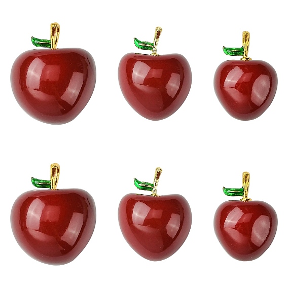 6шт 3 стили латунные эмалевые подвески, без свинца и без кадмия, долговечный, яблочный шарм, стойки покрытие, реальный 18 k позолоченный