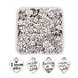 400Pcs 4 Styles Tibetan Style Alloy Charms, For Valentine's Day, Cadmium Free & Lead Free, Antique Silver