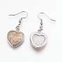 Shell Dangle Earrings, with Platinum Tone Brass Findings, Heart