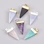 Natural Gemstone Pendants, with Brass Findings, Triangle
