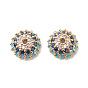 Brass Micro Pave Cubic Zirconia with Glass Bead Caps, Cadmium Free & Lead Free, Apetalous