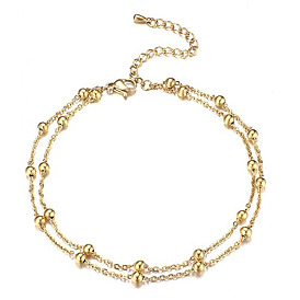 Fashionable Double-layer Pearl Chain - Adjustable Bracelet/Anklet - European and American Style.