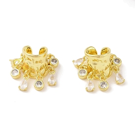 Женские серьги-манжеты из латуни с микропаве и прозрачным цирконием