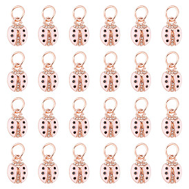 30Шармы из сплава эмали, с кристально горный хрусталь, розовое золото , коровка