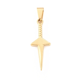 Ion Plating(IP) 304 Stainless Steel Pendants, Sword Charm