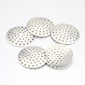 Brass Finger Ring/Brooch Sieve Findings, Perforated Disc Settings, 25x1mm, Hole: 1mm