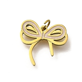 304 из нержавеющей стали шармы эмали, с целью перехода в кольце, очарование бантом, реальный 18 k позолоченный, ионное покрытие (ip)
