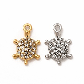 316 Surgical Stainless Steel with Crystal Rhinestone Charms, Turtle