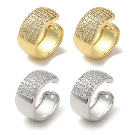 Rack Plating Brass Micro Pave Clear Cubic Zirconia Ring Cuff Earrings for Women, Cadmium Free & Lead Free, Long-Lasting Plated