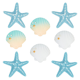 8 шт 3 стили кабошоны из непрозрачной смолы, форма раковины и морская звезда