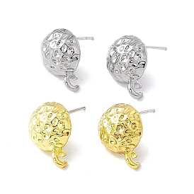 Rack Plating Alloy Stud Earring Findings, with 925 Sterling Silver Pins and Vertical Loops, Cadmium Free & Lead Free, Half Round