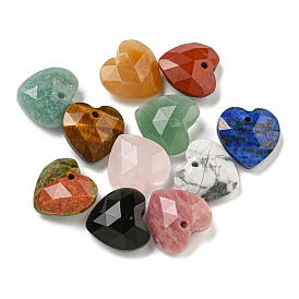 Natural Gemstone Faceted Heart Charms