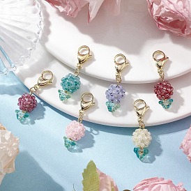 Цветочные стеклянные бусины бисерные подвески украшения, с золотым оттенком 304 застежки-карабины из нержавеющей стали