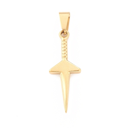 Ion Plating(IP) 304 Stainless Steel Pendants, Sword Charm