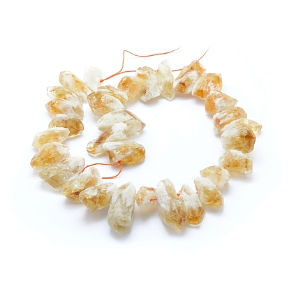 Natural Citrine Beads Strands, Top Drilled Beads, Rough Raw Stone, Nuggets