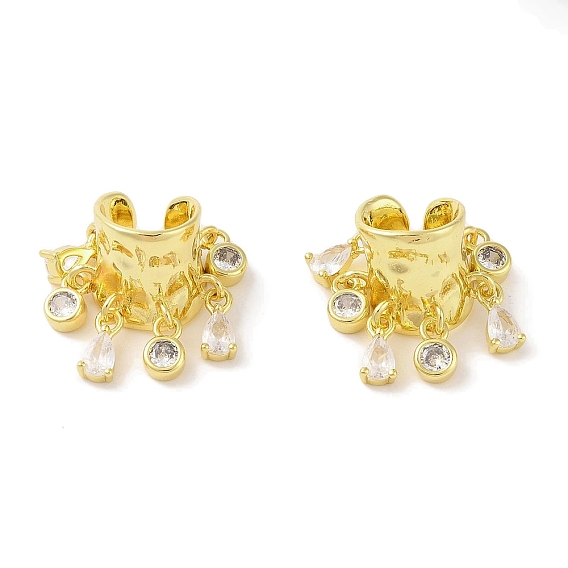 Женские серьги-манжеты из латуни с микропаве и прозрачным цирконием