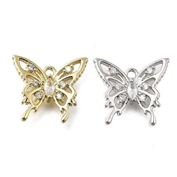Латунные микро проложить кубического циркония прелести, без кадмия, без никеля и без свинца, бабочка