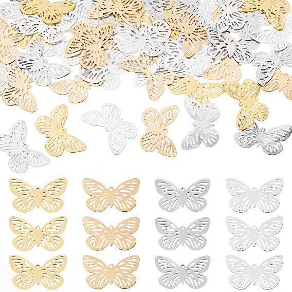 100 шт 4 цвета железные подвески, бабочка, выдолбить