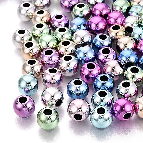 УФ-покрытие непрозрачные акриловые европейские бусины, круглые, большое отверстие шарик