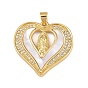 Латунные микро проложить кубического циркония подвески, без кадмия и без свинца, с оболочкой, Сердце с Девой Марией