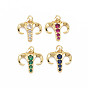 Brass Micro Pave Cubic Zirconia Pendants, Nickel Free, Golden, Aries