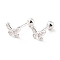 Butterfly 925 Sterling Silver Stud Earrings for Girl Women, Dainty Minimalist Post Earrings with Ball Ear Nut