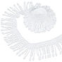 5Yards Polyester Lace Edge Trim Ribbon, Tassel, for Cloth Dress Sewing Accessories, with 1Pc Cardboard Display Card