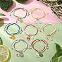 7Pcs Easter Glass Seed Beads Braided Bead Bracelets, Alloy Enamel Rabbit & Egg Charm Bracelets for Women, with Nylon Thread