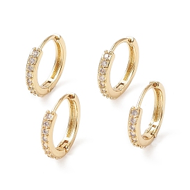 Clear Cubic Zirconia Huggie Hoop Earrings, Long-Lasting Plated Brass Jewelry for Women