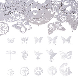 15 шт. 15 стили из нержавеющей стали соединительные подвески, бабочка луна сова ссылки, разнообразные, не тускнеет