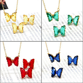 Ожерелья, серьги-гвоздики и кольца из сплава бабочки для женщин, с кубического циркония